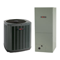 Trane 5TWR6 Heat Pump System with 5TEM4 Air Handler: outdoor condenser and indoor air handler shown side by side (manufacturer photos)